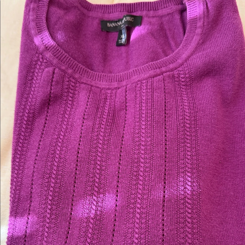Banana Republic Factory Fuchsia Crew Neck Sweater